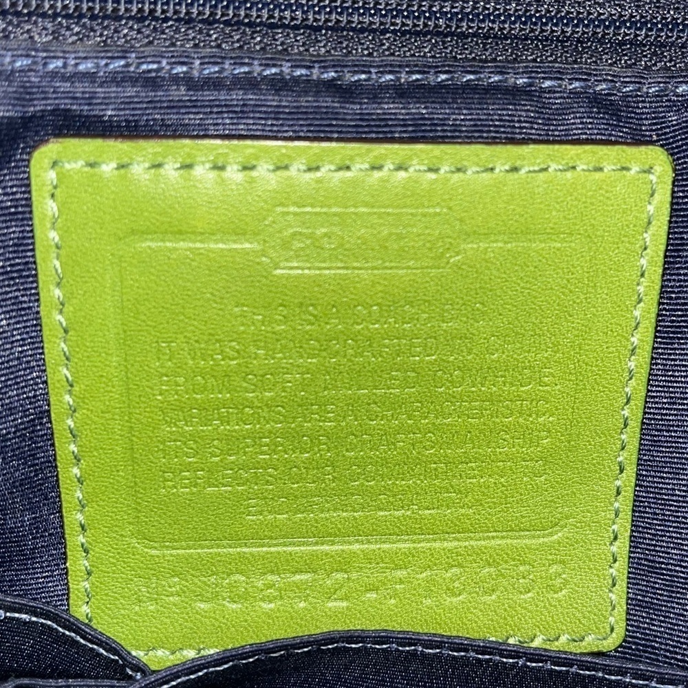 Coach Lime Green Leather Hamilton Shoulder Bag Interior Dark Blue F13083 - Picture 2 of 16
